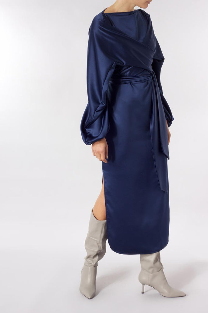 Riley Navy Wrap Dress | Meem Label